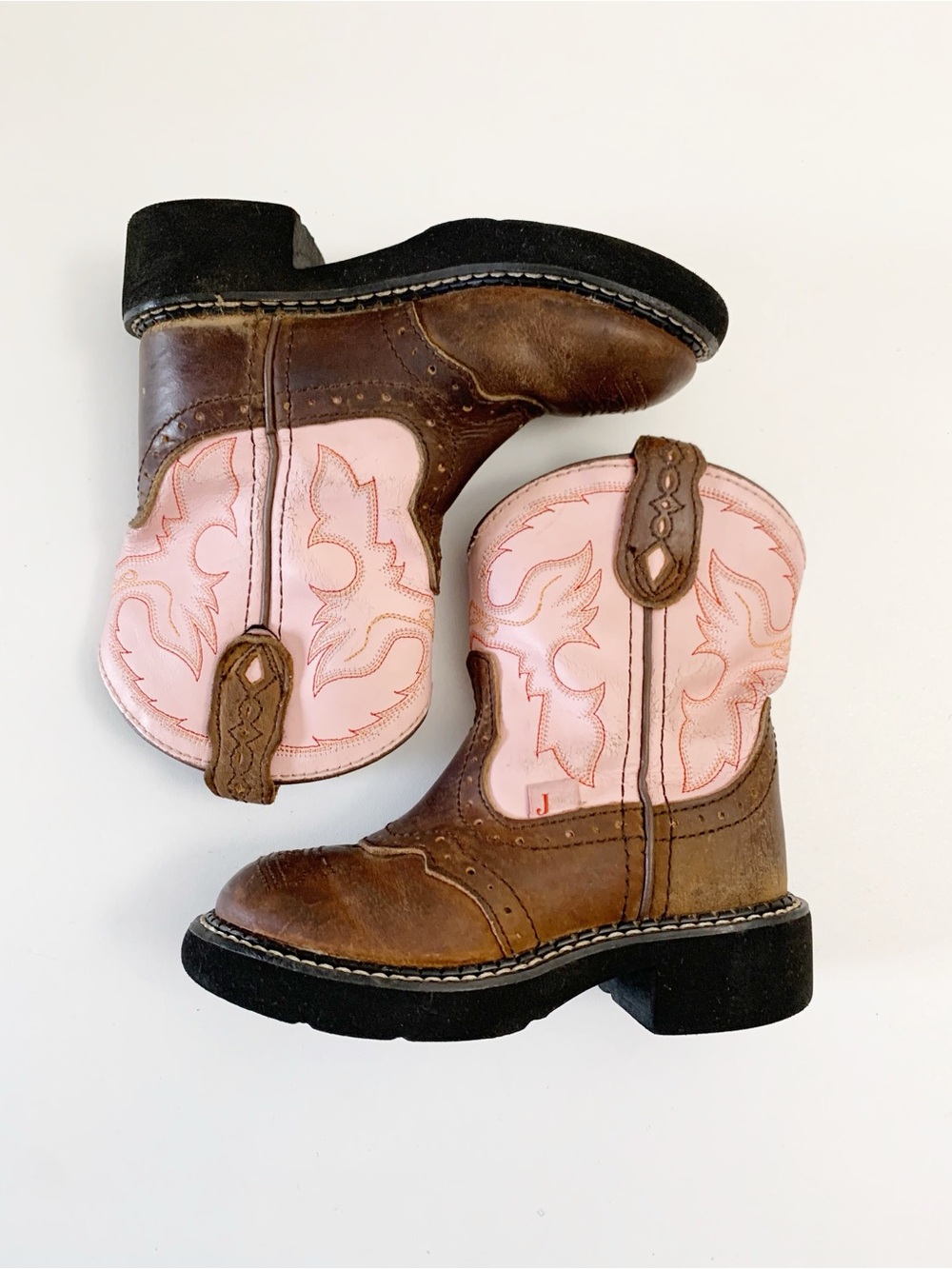 Justin Toddler "Gypsy" Pink Brown Leather Western Boots ~ 9 - Picture 3 of 8